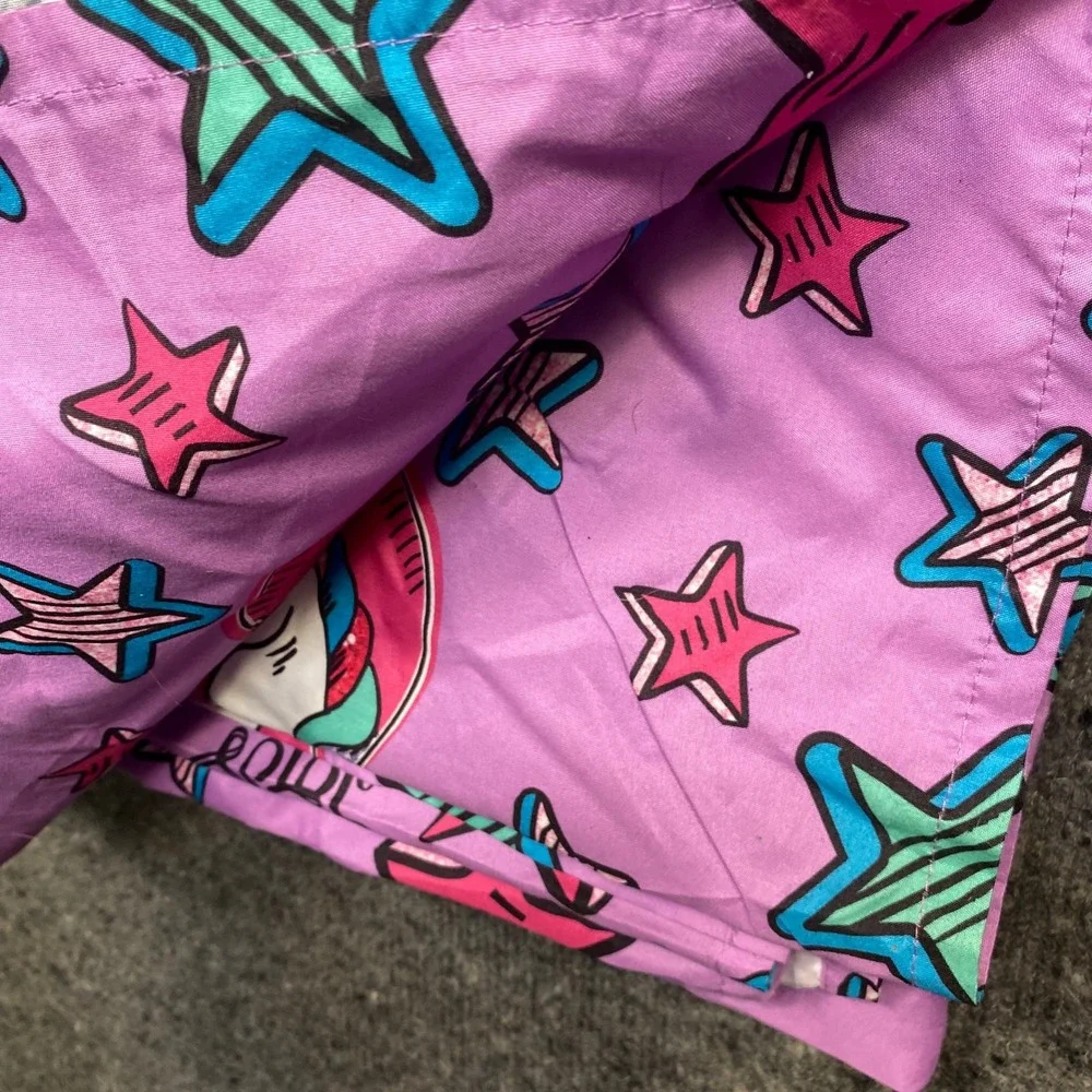 JoJo Siwa Purple Unicorn and Stars Print Kids Bed Sheet Pink Heart Flat Full